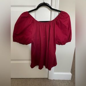 NWT women’s short sleeve burgundy blouse bow back size S